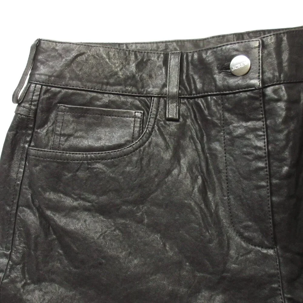 NWT J.Crew Collection Straight-leg Leather Pant in Black Heavyweight Relaxed 14
